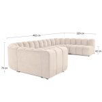 Debbie - canap modulable panoramique dangle droit 7 places en tissu textur - rose