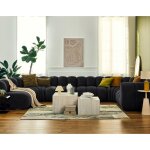 Debbie - canapé modulable panoramique dangle gauche 7 places en tissu texturé - noir Debbie - canapé modulable panoramique dangle gauche 7 places en tissu texturé - noir
