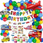 Dcoration anniversaire pour enfants joyeux anniversaire bannire ballon aluminium vhicules gteau dcoration ...
