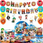 Decoration anniversaire one piece d�corations de f�te danniversaire ensemble de vaisselle de f�teballons ...