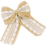 Dcoration champtre avec noeud en jute et dentelle (x2) ref / dek0395