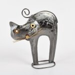 D�coration � poser chat dos rond - m�tal - h 30 cm