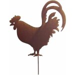 Dcoration - lheritier du temps - poule ou coq sur pic silhouette de jardin - marron - mtal - 05x30x425cm ...