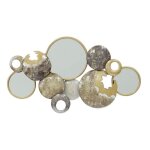 D�coration murale d�corative avec cercles et miroirs tableau de d�coration murale �l�gant gris et or ...