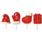 Dcoration  piquer - scrapcooking - motif nol - 4 units - rouge et blanc