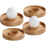 Lot de 4 coquetiers en bambou - beige - d 10 cm