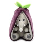 Peluche - les dglingos - flipetz elphant aubergine - 2 en 1 - lavable - 13x10x24 cm
