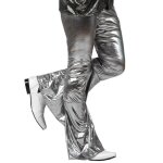 Pantalon disco holographique argent homme Pantalon disco holographique argent homme