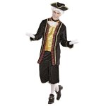 D�guisement - aristocrate v�nitien renaissance - veste longue noir avec jabot blanc - pantalon assorti ...