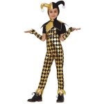 D�guisement arlequin dor� fille - 10 � 12 ans - salopette t - shirt collerette manchettes coiffe
