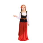 D�guisement - aubergiste m�di�val - fille 5 - 6 ans - rouge - comprend robe ceinture �charpe