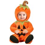Déguisement bébé - halloween - citrouille - combinaison douce - capuche feuillue - 12 / 18 mois Déguisement bébé - halloween - citrouille - combinaison douce - capuche feuillue - 12 / 18 mois