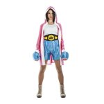 Dguisement boxer femme - rose - haut short blouse ceinture et gants