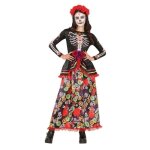 Déguisement - catrina - fille - multicolore - tissu - dentelle - fleurs artificielles Déguisement - catrina - fille - multicolore - tissu - dentelle - fleurs artificielles