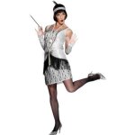 Dguisement charleston argent - smiffys - taille xl - robe argente avec manchettes pailletes