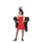 Dguisement charleston rouge pour fille - atosa - perruque ruban  cheveux boa bas et chaussures inclus ...