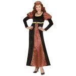 D�guisement - widmann - ch�telaine m�di�vale - velours - rouge et noir - taille l