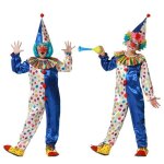 Dguisement de clown - atosa - bleu  pois colors - chapeau et combinaison - pour enfant 10 - 12 ans ...