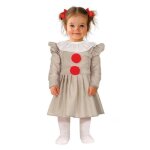 Déguisement clown fou robe beige pompon rouge bébé Déguisement clown fou robe beige pompon rouge bébé