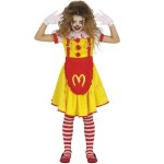 Dguisement clown ronald burger ensanglant fille 7 / 9 ans jaune