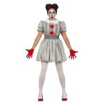 Déguisement clown vintage femme - gris - robe avec collerette - style rétro - parfait pour halloween Déguisement clown vintage femme - gris - robe avec collerette - style rétro - parfait pour halloween