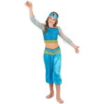 Dguisement danseuse orientale jasmine fille - disney aladdin - bleu et or - tailles s / m / l