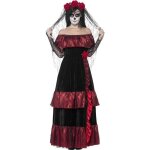 Dguisement deluxe jour de la marie morte - smiffys - mexicain / calaveras - femme - rouge & noir