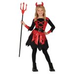 Dguisement diable - enfant - 7 / 9 ans - noir / rouge - robe et serre - tte - halloween
