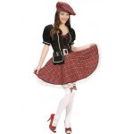 Dguisement cossaise femme - marque - robe bret ceinture sac - blanc bleu - adulte