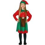 D�guisement - elfe - fille 3 / 4 ans - robe rouge verte et marron - bonnet et ceinture inclus