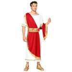 Dguisement empereur romain - homme - toge rouge - polyester - costume adulte