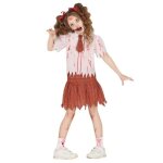 Dguisement tudiante universitaire zombie fille 7 / 9 ans rouge bordeaux