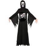Dguisement faucheuse garon 10 / 12 ans - noir - tunique avec impression squelette et crnes - halloween ...