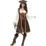 Dguisement femme pirate de haute mer - smiffys - robe pantalon baudrier - taille unique - marron