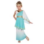 D�guisement fille - v�nus - robe de d�esse romaine - blanche et turquoise - coiffe incluse - 4 ans et ...