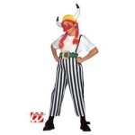 D�guisement gaulois 8 / 10 ans - widmann - pantalon avec bretelles ceinture casque avec nattes et moustache ...