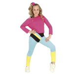 Dguisement de gymnastique arobic annes 80 fille rose en polyester - taille 10 / 12 ans