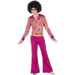 Dguisement hippie - disfrazzes - annes 70 - rose multicolore - chemise pantalon et ceinture