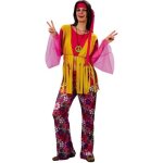 Dguisement hippie femme - marque 167773 - noir multicolore - haut avec gilet pantalon bandeau