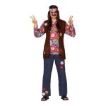 Dguisement hippie avec fleurs pour homme - disfrazzes - modle adulte - bleu et multicolore - polyester ...