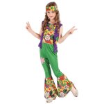 D�guisement - d�guisement hippie flower power vert fille