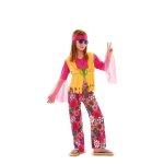 D�guisement - hippie rose - fille - chemise pantalon et ruban � cheveux inclus - 3 � 14 ans