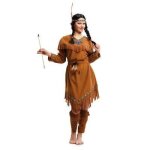 Dguisement indienne adulte - marron - no name - franges - plume - costume femme