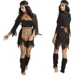 Dguisement indienne louve femme - indien - polyester - adulte - noir