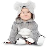 Dguisement de koala pour bb - animaux - combinaison grise avec capuche et chaussons - polyester - ...