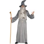 Dguisement magicien adulte - no name - gris - tunique longue - chapeau pointu - ceinture cordelette