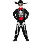 D�guisement - fiestas guirca - mariachi jour des morts - gar�on 10 / 12 ans - noir / blanc - polyester ...