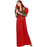 Dguisement mdival rouge femme - polyester - broderies noires et or - robe rouge et coiffe