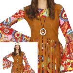Déguisement - multicolore - gilet et robe - hippie femme - fête à thème - taille s Déguisement - multicolore - gilet et robe - hippie femme - fête à thème - taille s
