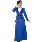 D�guisement nounou victorienne femme - bleu - veste jupe et chapeau - adulte